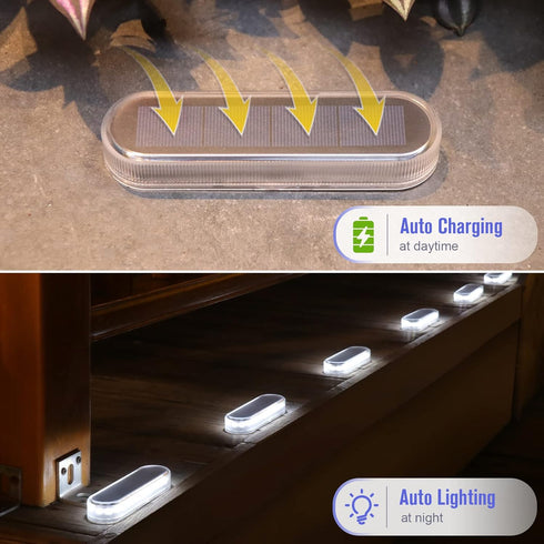 6 Pack Honalia Solar Deck Dock Driveway Lights Outdoor Solar Powered Waterproof, Cool White Driveway Markers Concrete