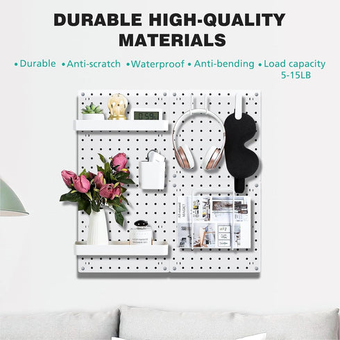 6Pcs Pegboard Wall Organizer Panels, Small Display Kits for Craft Room, Kitchen, Garage, Tool Accessories - White
