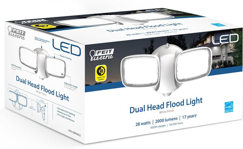 28W 2 2000 50,000 S9DFL/850/DD/WH Feit Electric LED Security Light Outdoor, LED Dusk to Dawn, Waterproof Flood Light