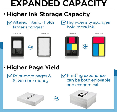 Penguin 63XL Black Ink Cartridges Remanufactured for HP Printer Deskjet 3637 3630 3632 1112 1110 Envy 4520 4512 4516
