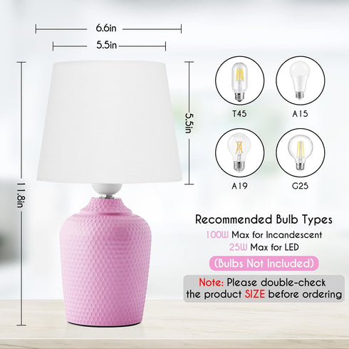 Sucolite 11.8'' Set 2, Small Table Lamps of Bedside Nightstand Lamps for Bedroom Kids Room, Cute Desk Lamps