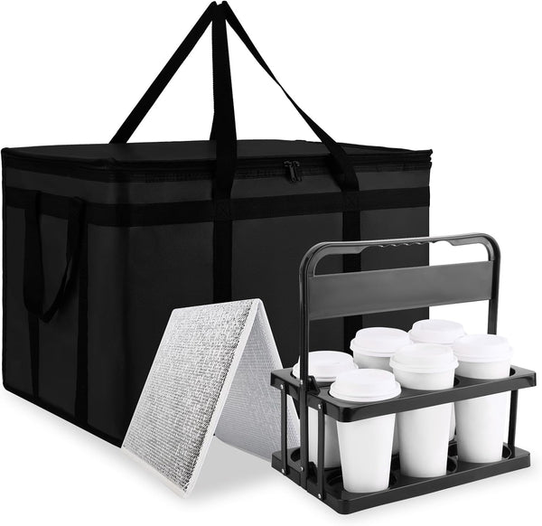 Cooler Insulated Food Delivery Bag & Drink Carrier with Hard Bottom, XXX-Large