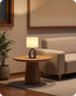 14.2" E26 Bulb STE07TL05 Small Table Lamp, Cute Little Desk Lamp, Wood Bedside Lamp with Beige Linen Lampshade & Dark