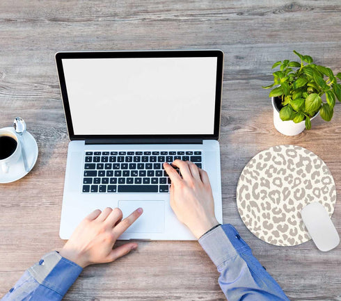 Nphuriy 7.97.90.12 inches Mouse Pad, Grey Leopard Mouse Pad, Washable Round Cloth Mousepad for Gaming Office Laptop