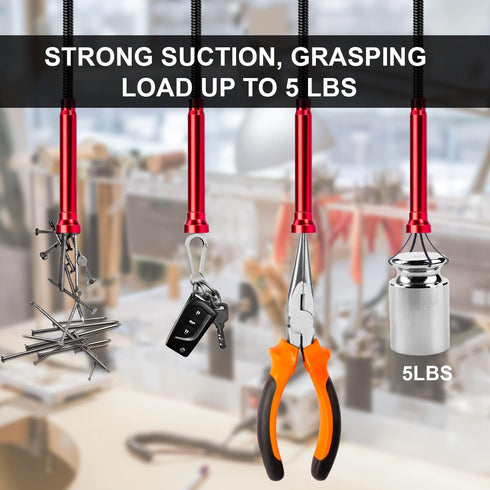 24'' Bendable Flexible Magnetic Pickup Tool, Four Claw Grabber Tool, Accurate Pick Up In Narrow Space for Engine
