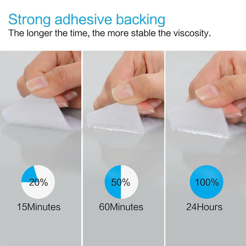 Self Stick Hook Loop Fasteners, 1.5 x 2.4 Inch, 16 Sets Double Sided Wall Hanging Strips with Adhesive Tape