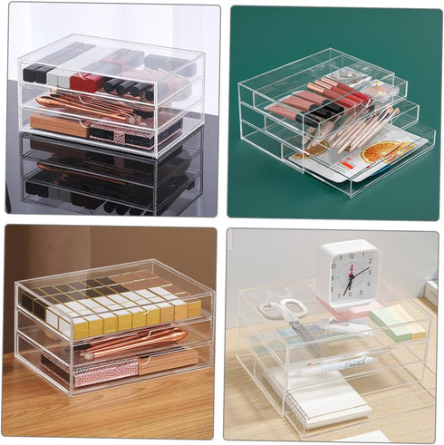 Hemobllo Clear Drawer Organizer Stylish Storage Case for Home Office and Cosmetic Essentials for Sundry Items