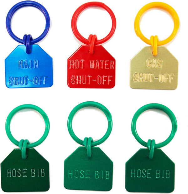 Plumber Tags - Stamped Variety Pack with 6 Tags: Main Water, Hot
