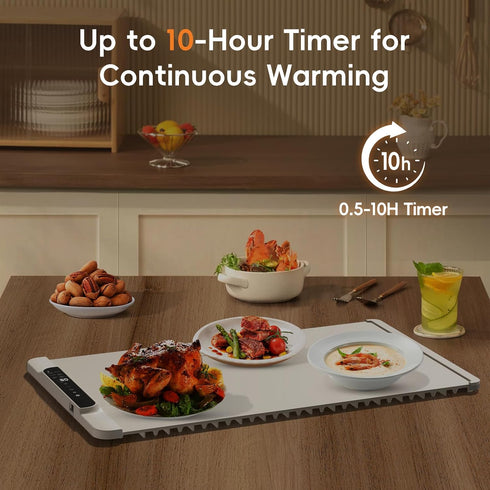 26'' 15'' 11-Temp Food Warming Mat, x Electric Silicone Warming Tray with Control & Timer, Child Lock, Portable Food