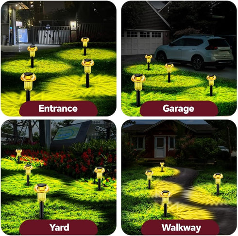 4 Pack, Easter Solar Pathway Lights Outdoor Decorative Yellow LED Mushroom Solar Lights Outdoor Waterproof Solar