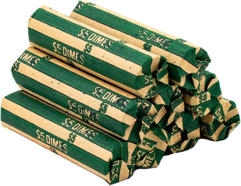 Dime Coin Wrappers, 100 Flat Striped Coin Wrappers