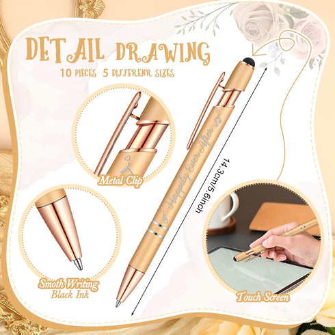 Wedding Pens Bulk, 36 Pcs, Bridal Shower Favors, 6 Styles Retractable Ballpoint Pens