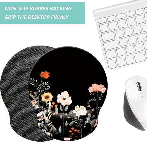 Mouse Pad with Wrist Support, Ergonomic Memory Foam Cushion, Non-slip Rubber Base Gaming Pad for Home Office Computer