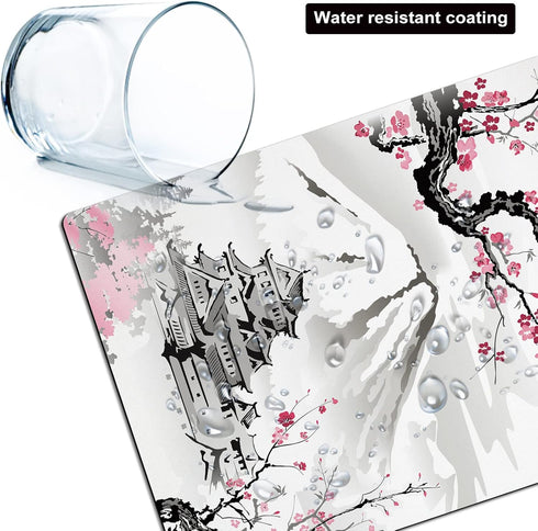 Cute Small Mouse Pad, Mini Travel Mousepads for Wireless Mouse, Japanese Cherry Blossom Design, Non-slip Base
