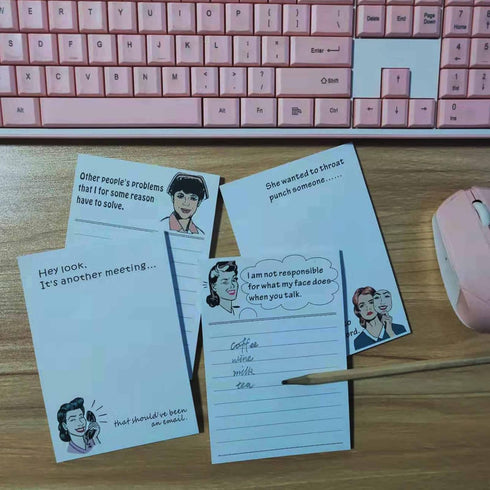 DUGUTUL 4 x 5.5 in Funny Novelty Memo Pads, 200 Sheets, Perfect Coworker Gifts for Women, Office Note Pad (A)