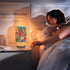 ALAZA Bedside Table Lamp for Bedroom Hawaii Floral Palm Leaves Nightstand LED Light Lamps with USB Port Linen Fabric
