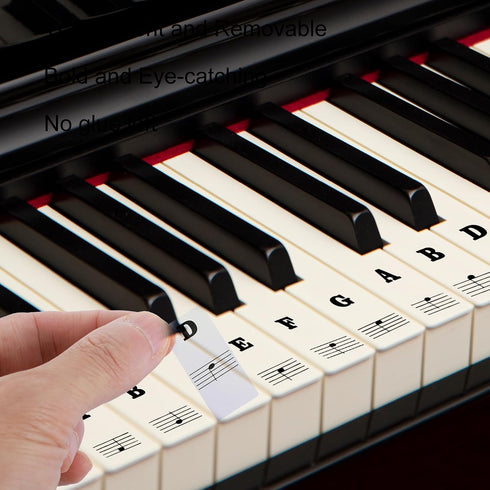 PEOVLVN 88/76/61/54/49 Piano Keyboard Stickers, Transparent Removable Piano Key Labels Stickers Notes Guide for Keys
