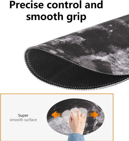 Round Gaming Mouse Pad 8.66x8.66x0.07 Inch, Non-Slip Rubber Mousepad with Stitched Edge for Desktop, Laptop (Grey Moon)