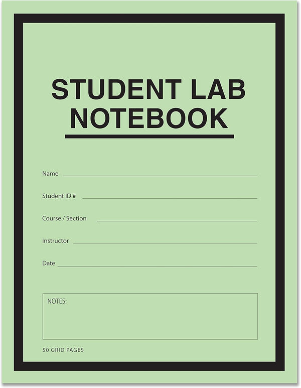 BookFactory Student Lab Notebook, 8.5" x 11", Scientific Grid Format, 50 Pages, Green Cover, 10 Pack (LAB-050-7GSS)