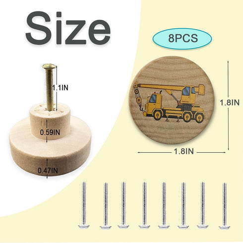 Set 8 1.8 1.8 Inches of Wooden Construction Vehicle Digger Vehicle Theme Boys Bedroom Furniture Cabinet Dresser Drawer