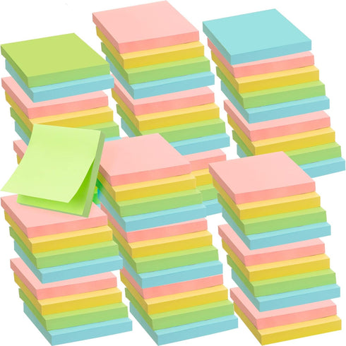 Fainne 80 Pack Sticky Notes 3 x 3 Inch, 100 Sheets Each, Aesthetic Note Pads in 4 Pastel Colors for School Home Office