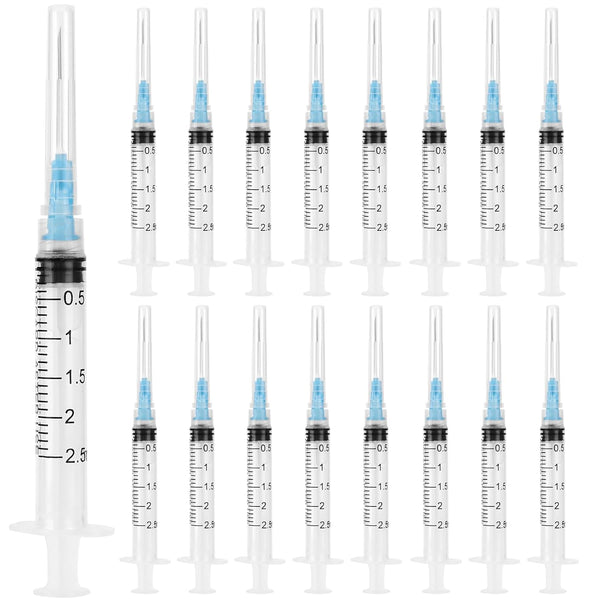 24 Pack Disposable 2.5 ml Syringes with Needle 23G 1”, Sterile Luer Lock Syringe Individually Packaged for Labs, Liquid