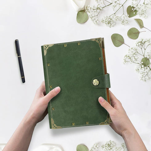 SEEHAN A5 Binder Blank Journal Leather Notebook Refillable A5 Journals for Writing Drawing 200 Pages,Vintage Sketch Book Travel Journal for Girls Womens Mens