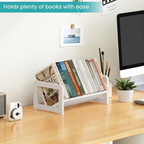 ELITEROO Mini Bookshelf for Desk, Desktop Bookcase, Single Cookbook Shelf, Tabletop Book Storage Rack, Tiny Book