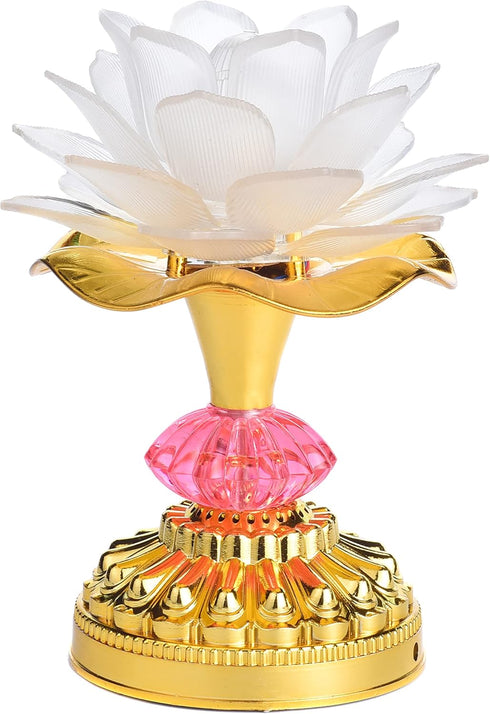 Omeet Colorful LED Lotus Buddhist Lamp, Gradient Buddha Light for Worship, Prayer and