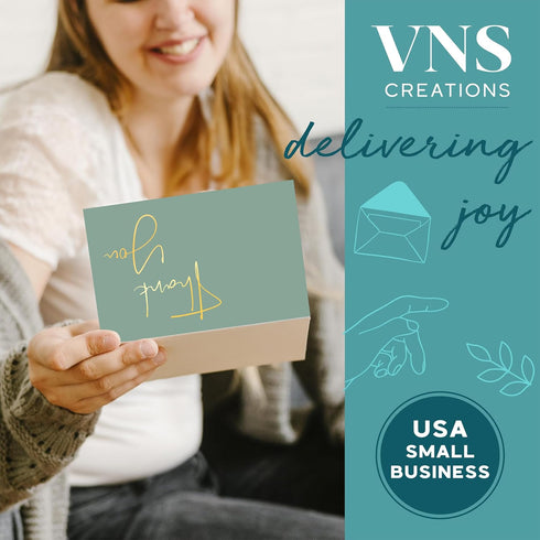 Set 100 Pack 4x6 VNS Creations Gold Foil Thank You Cards With Envelopes Bulk & Stickers - Blank Thank You Notes - Large