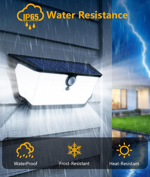 300 3 2 Pack WdtPro Solar Lights Outdoor Waterproof, Angle & Lighting Modes Motion Sensor Outdoor Lights, Solar