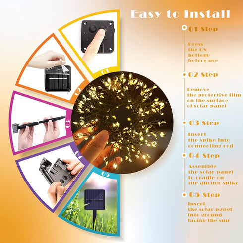 9.8FT 120 8 ITICdecor Solar Powered String Lights Outdoor LED Waterproof Firecracker Fairy Lights with Modes Green