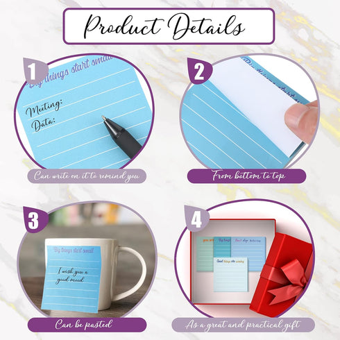 Yinder 24 Pcs Inspirational Sticky Notes with Lines, Cute Motivational Sticky Note Pad Gifts for Coworkers