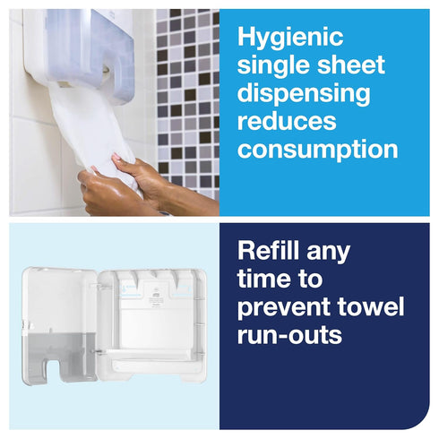 H2, 553120 Tork Xpress Mini Multifold Hand Towel Dispenser White One-at-a-Time Dispensing, Elevation Range