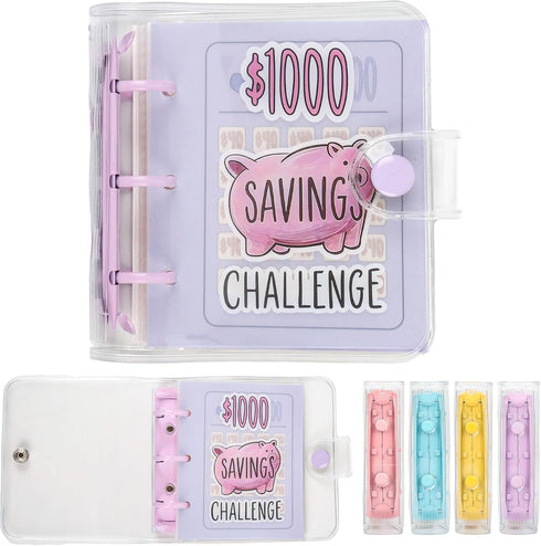 Mafegu Mini Money Saving Binder with 25 Envelopes, $1000 Savings Challenge Book, Portable