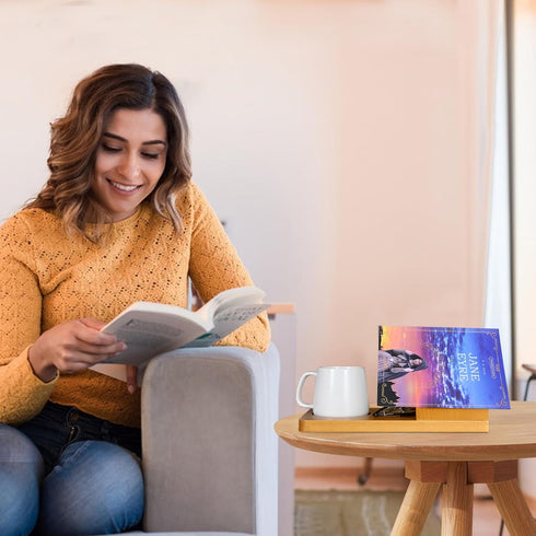 Eadvreit Book Stand, Wooden Triangle Book Holder, Book Rest with Cup Holder, Small Bookshelf Suitable for Reading