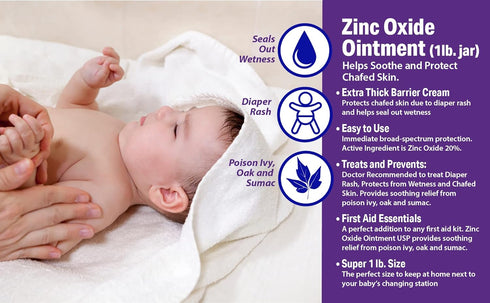 16 oz 20% Globe Zinc Oxide Skin Protectant Barrier Ointment, Treatment for Diaper Rash, Relief From Poison Ivy, Sumac