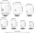 Graduated Glass Measuring Low Form Beaker Set, 10ml 50ml 100ml 250ml 400ml 600ml 1000ml