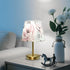 Dimmable ALAZA Table Lamp for Bedroom Nightstand Watercolor Pink Rose Flower Gray Leaves Bedside Lamp with USB Port
