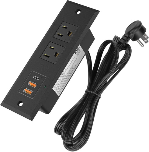 Kungfuking Recessed Power Strip with PD 20W USB C, Desk Outlet with 2
