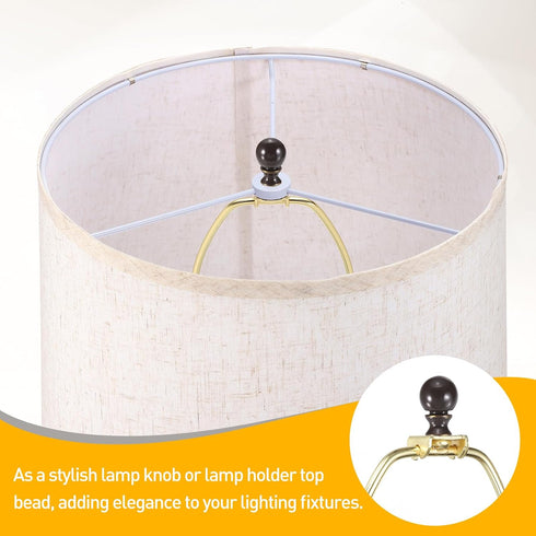 2Pcs 1.5" 1/4-27 uxcell Tall Lamp Finials Brown/Gold, Thread Lamp Cap Knob Decoration Screw Cap Nuts with Cleaning