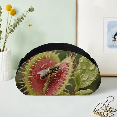 FekiLoot (5 Venus Flytrap Catching Remote Control Holder Leather Desk Storage Organizer Box Remote Caddy Makeup Brush