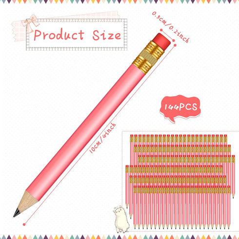 Chivao 288 Pieces Golf Mini Pencils Bulk, Pre Sharpened #2 HB Half Pencils with Eraser for Party Favors, Pink
