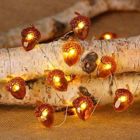 Eioflia 20 2M 8 Christmas Decorations, Acorn String Lights Thanksgiving Fairy Lights LED Remote Control Modes for Fall