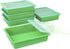 Storex Letter Size Flat Storage Tray, Organizer Bin with Non-Snap Lid, Green, 5-Pack