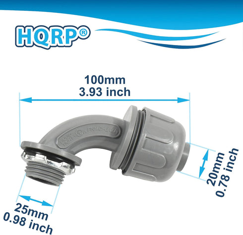 HQRP 2-Pack 3/4-Inch Nonmetallic Plastic Liquid Tight Connector, 90 Degree Electrical Conduit Connector Fitting