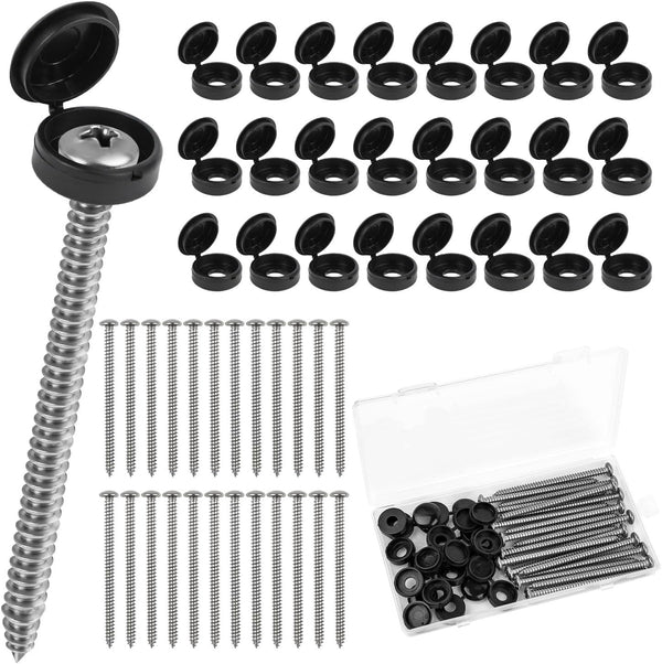Pinsit 24 Set 3Inch Shutter Screws and Caps, Shutter Screws with Caps, Fasteners