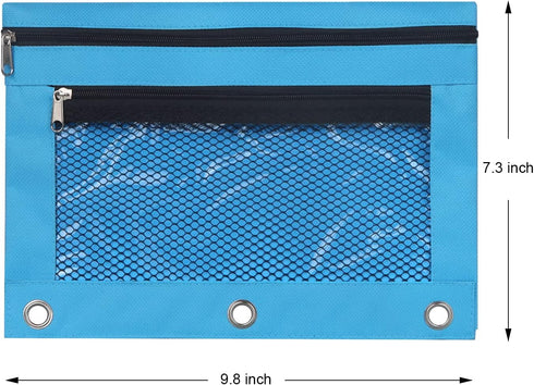 Pencil Pouches, Zipper Binder Pencil Pouch with 3 Holes, 3 Ring Zippered Pocket for School Office
