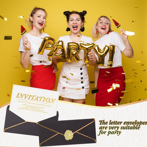 Jetec 100 Pcs #10 Colorful Business Mailing Envelopes with Gold Border and Stickers for Graduation Wedding Invitations