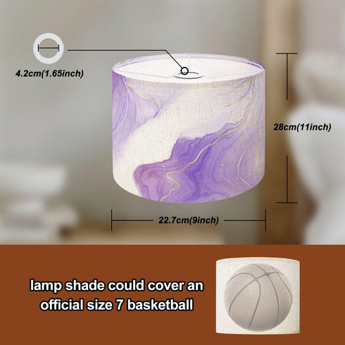 DERUINVAIO Set 2 Lamp Shades Large Lamp Shade Purple lavender liquid watercolor golden lines Pastel violet marble Linen